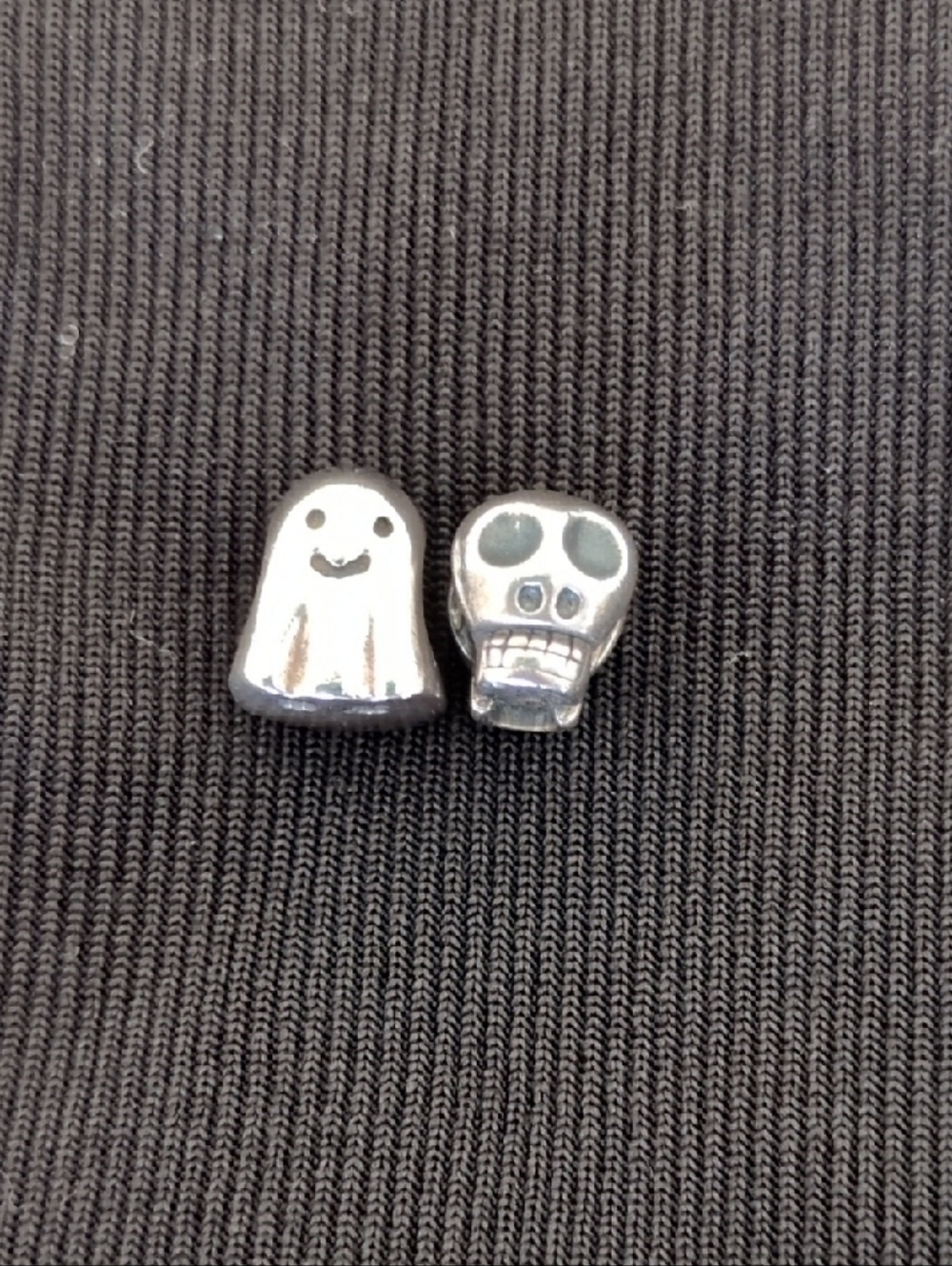 Chamilia Sterling Silver Ghost and Skull Charm Pair